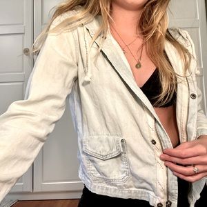 BDG Denim Zip Up Hooded Jacket